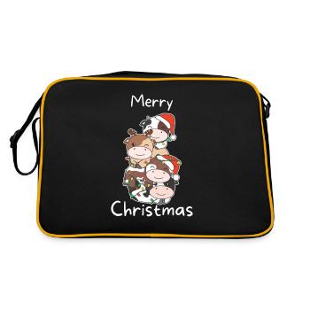 Kuh Weihnachtsbaum Weihnachts Tiere Kühe - Retro Tasche - Schwarz/Gold - Hinten