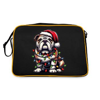 Bulldog Dog Christmas Hat Xmas - Retro Bag - black/gold - Back