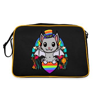 LGBT Gay Pride Bat Drapeau arc-en-ciel - Sac Retro - noir/or - Dos
