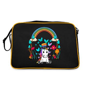 LGBT Arc-en-ciel Arc-en-ciel Drapeau Licorne - Sac Retro - noir/or - Dos