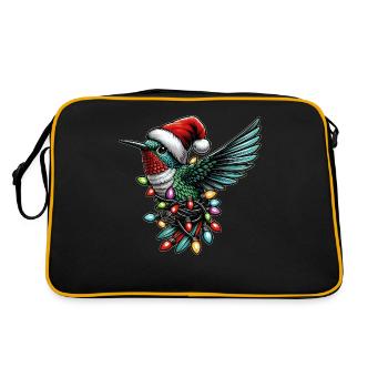 Colorful Hummingbird Santa Hat Xmas - Retro Bag - black/gold - Back