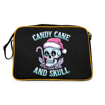 Candy Cane And Skull Pastel Goth Christmas Skull - Retro Tasche - Schwarz/Gold - Hinten