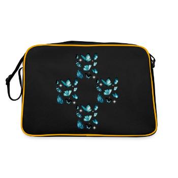 Butterflies Butterfly Cross Crosses - Retro Bag - black/gold - Back