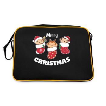 Süße Affen in Weihnachtssocke zu Weihnachten Affe - Retro Tasche - Schwarz/Gold - Hinten