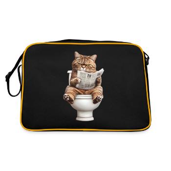 Funny Cat Cat Owner Loo Cat Pet - Retro Bag - black/gold - Back
