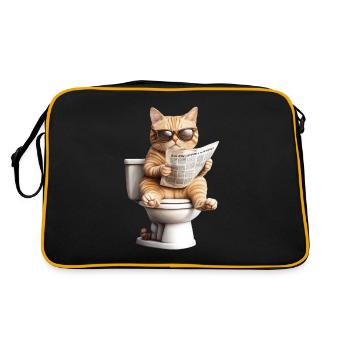 Funny Cat Cat Owner Loo Cat Pet - Retro Bag - black/gold - Back