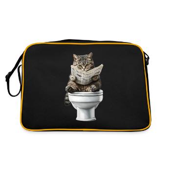 Funny Cat Cat Owner Loo Cat Pet - Retro Bag - black/gold - Back