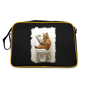 Funny Cat Cat Owner Loo Cat Pet - Retro Bag - black/gold - Back