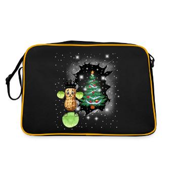 Winter Peanut Cabbage King Vegetable Xmas Vegetarian - Retro Bag - black/gold - Back