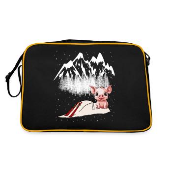 Ski Slope Piglet Sow Winter Sports Skiers Switzerland - Retro Bag - black/gold - Back