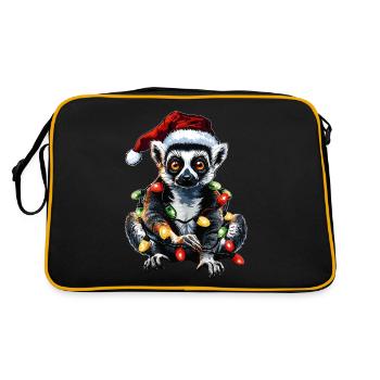 Lemur Christmas Hat Xmas Ring Tail Christmas - Retro Bag - black/gold - Back