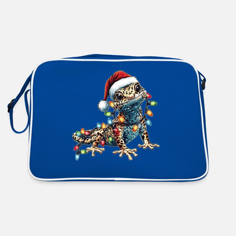 Leopard Gecko Eidechse Weihnachtsmütze Xmas Retro Tasche