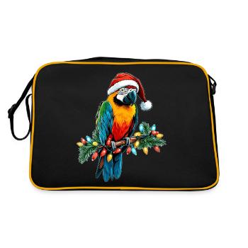 Macaw Parrot Christmas Hat Xmas - Retro Bag - black/gold - Back