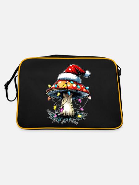 Champignon Cottagecore Esthétique Père Noël - Sac Retro - noir/or - Dos