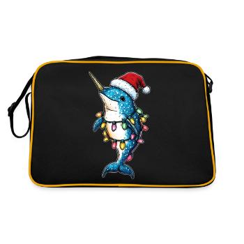 Cute Narwhal Christmas Hat Xmas - Retro Bag - black/gold - Back