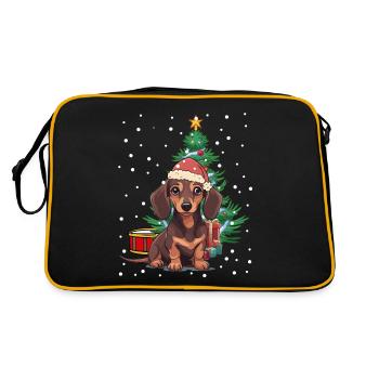 Teckel Noël Père Noël Père Noël Chien Chiens - Sac Retro - noir/or - Dos
