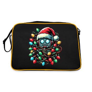 Roboter Robotertechnik Weihnachtsmütze Xmas - Retro Tasche - Schwarz/Gold - Hinten