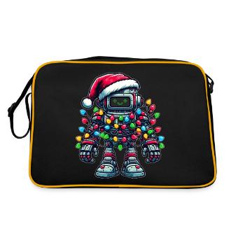 Roboter Robotertechnik Weihnachtsmütze Xmas - Retro Tasche - Schwarz/Gold - Hinten