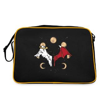 okkult spirituell Mondphase himmlisch satanisch - Retro Tasche - Schwarz/Gold - Hinten
