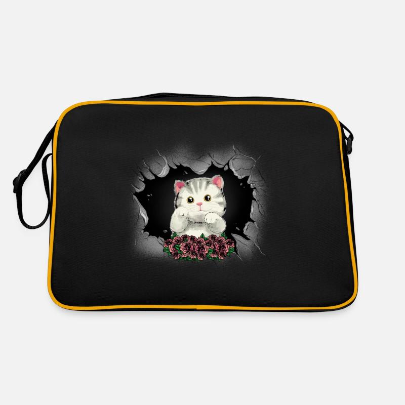Chat Chats Chaton Roses Salutations Anniversaire Sac Retro
