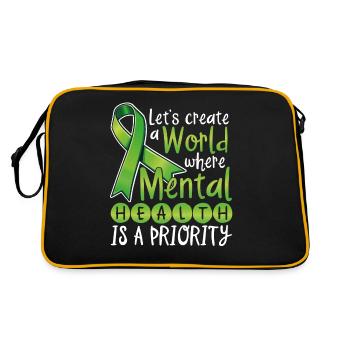 Let's Create A World where mental health is a - Retro Tasche - Schwarz/Gold - Hinten
