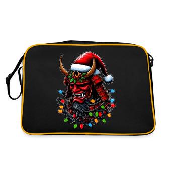 Samurai Krieger Japanische Weihnachtsmütze Xmas - Retro Tasche - Schwarz/Gold - Hinten