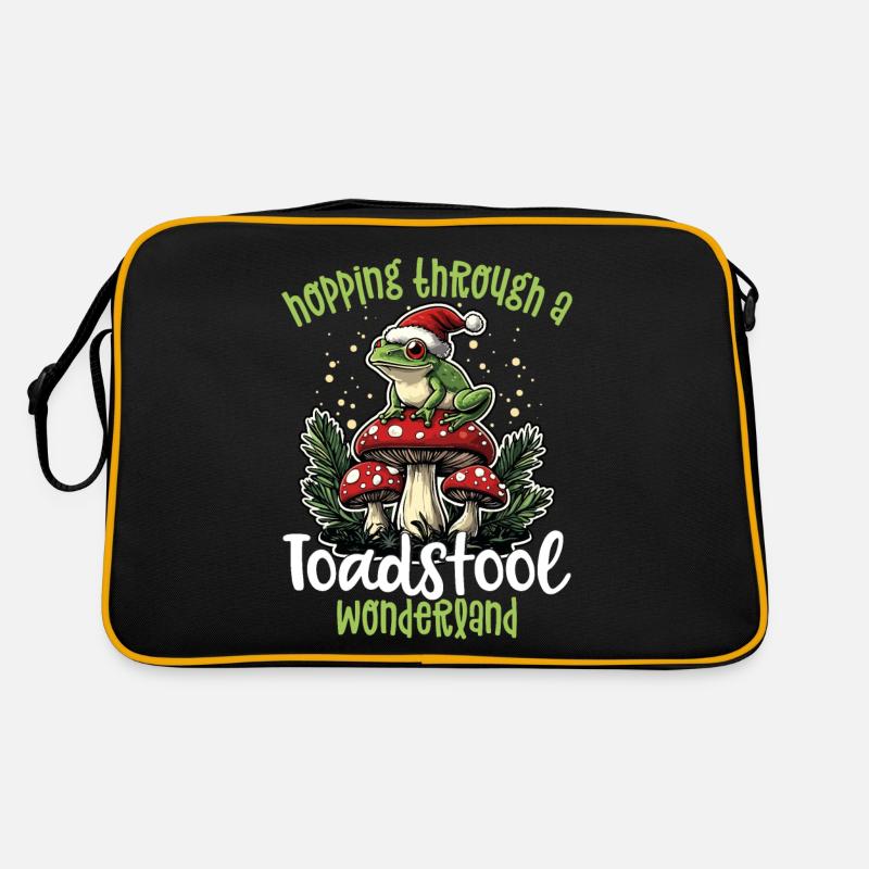 Joyeux Noël, grenouille sur champignon cottagecore Sac Retro