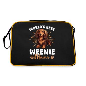 Dackel Dog Weenie Mama - Retro Tasche - Schwarz/Gold - Hinten