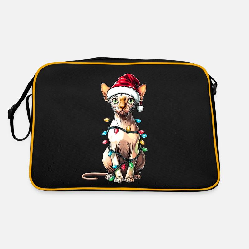 Sphynx Cat Christmas Hat Xmas Retro Bag