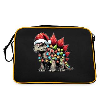 Stegosaurus Dinosaur Santa Hat Xmas - Retro Bag - black/gold - Back