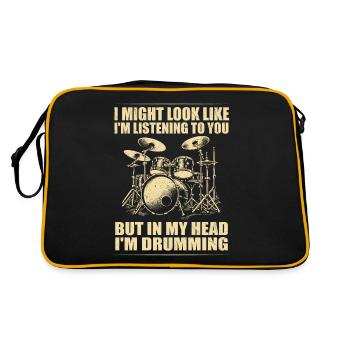 Batteur Drummer Drums Drumsticks Drumming - Sac Retro - noir/or - Dos