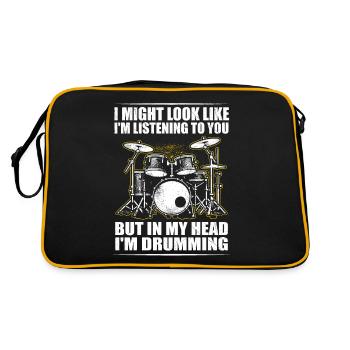 Batteur Drummer Drums Drumsticks Drumming - Sac Retro - noir/or - Dos