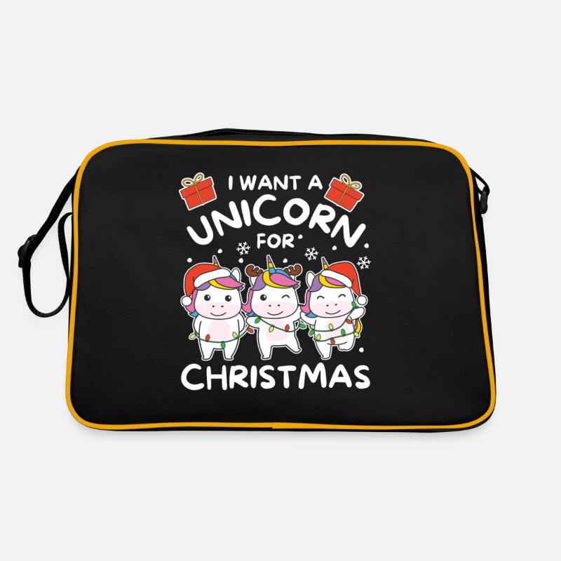 Ich will ein Einhorn zu Weihnachten süße Einhörner Retro Tasche
