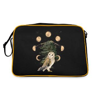 Owl Owls Moon Phase Moon Full Moon - Retro Bag - black/gold - Back
