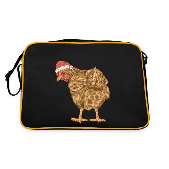 Poulet Père Noël Poule Père Noël Volaille Noël - Sac Retro - noir/or - Dos
