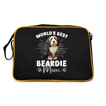 Bearded Collie Dog Beardie Mom - Retro Bag - black/gold - Back