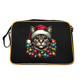 Chat tigré Chat Orange Chapeau de Noël Noël - Sac Retro - noir/or - Dos