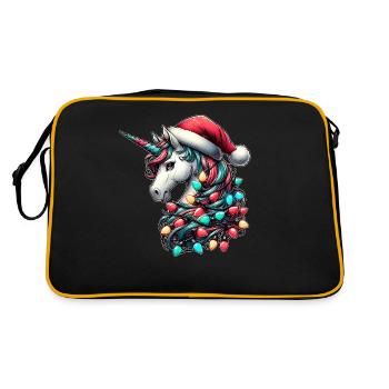 Unicorn Animal Santa Hat Xmas - Retro Bag - black/gold - Back