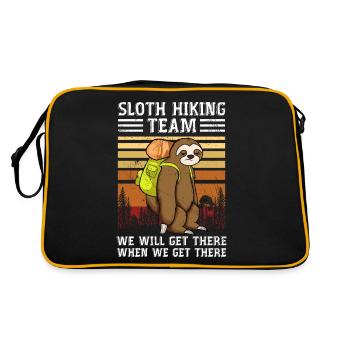 Faultier Wanderteam Wir werden dort ankommen, wenn wir - Retro Tasche - Schwarz/Gold - Hinten
