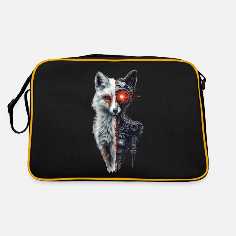 Lustiger Roboter Fuchs Cyborg Tier Fox Süßer Fuchs Retro Tasche