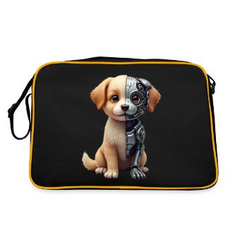 Lustiger Roboter Hund Cyborg Tier AI Dog Robot - Retro Tasche - Schwarz/Gold - Hinten