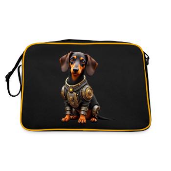 Lustiger Roboter Hund Cyborg Tier AI Dog Robot - Retro Tasche - Schwarz/Gold - Hinten