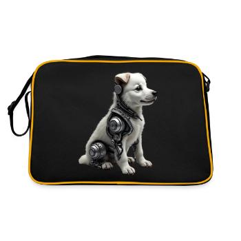 Lustiger Roboter Hund Cyborg Tier AI Dog Robot - Retro Tasche - Schwarz/Gold - Hinten