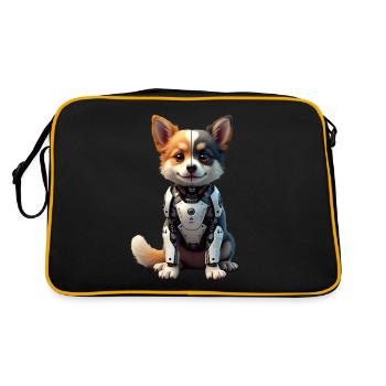 Lustiger Roboter Hund Cyborg Tier AI Dog Robot - Retro Tasche - Schwarz/Gold - Hinten