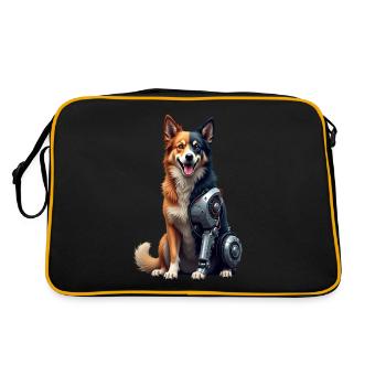 Lustiger Roboter Hund Cyborg Tier AI Dog Robot - Retro Tasche - Schwarz/Gold - Hinten
