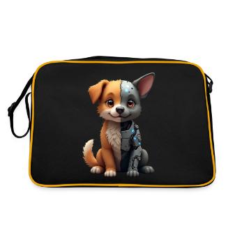 Lustiger Roboter Hund Cyborg Tier AI Dog Robot - Retro Tasche - Schwarz/Gold - Hinten