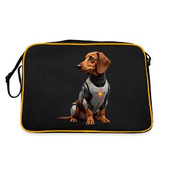 Lustiger Roboter Hund Cyborg Tier AI Dog Robot - Retro Tasche - Schwarz/Gold - Hinten