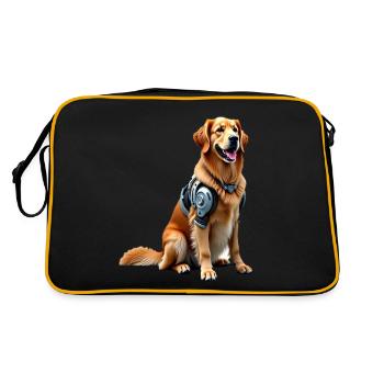 Lustiger Roboter Hund Cyborg Tier AI Dog Robot - Retro Tasche - Schwarz/Gold - Hinten