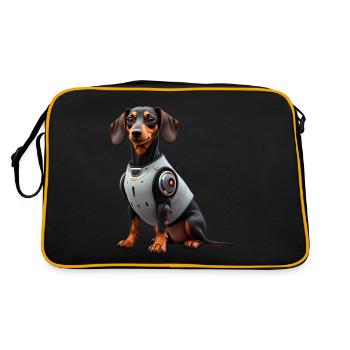 Lustiger Roboter Hund Cyborg Tier AI Dog Robot - Retro Tasche - Schwarz/Gold - Hinten