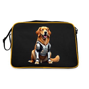 Lustiger Roboter Hund Cyborg Tier AI Dog Robot - Retro Tasche - Schwarz/Gold - Hinten